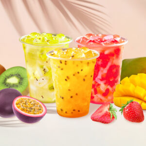 果肉入りフルーツ×ナタデココドリンク｜簡単！解凍してドリンクを注ぐだけ